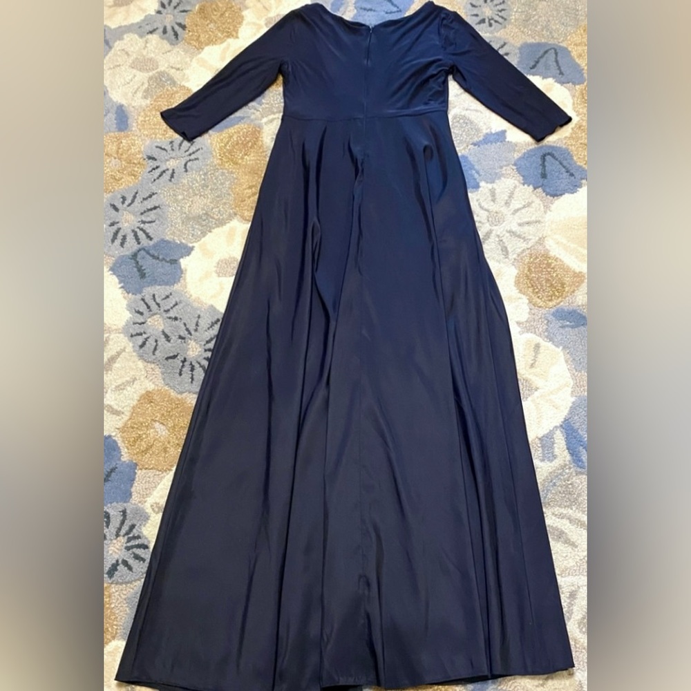Alfred Sung Mikado Midnight Blue Gown B1 - Picture 3 of 8